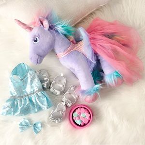 Like New Build-A-Bear Singing Enchanted Unicorn + 2 Outfits + Accessories